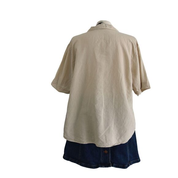 Uniqlo Women's Cream Linen Blend Minimalist Button Down Shirt L - Picture 5 of 6